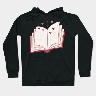 Pink romance book with hearts for romance readers Hoodie